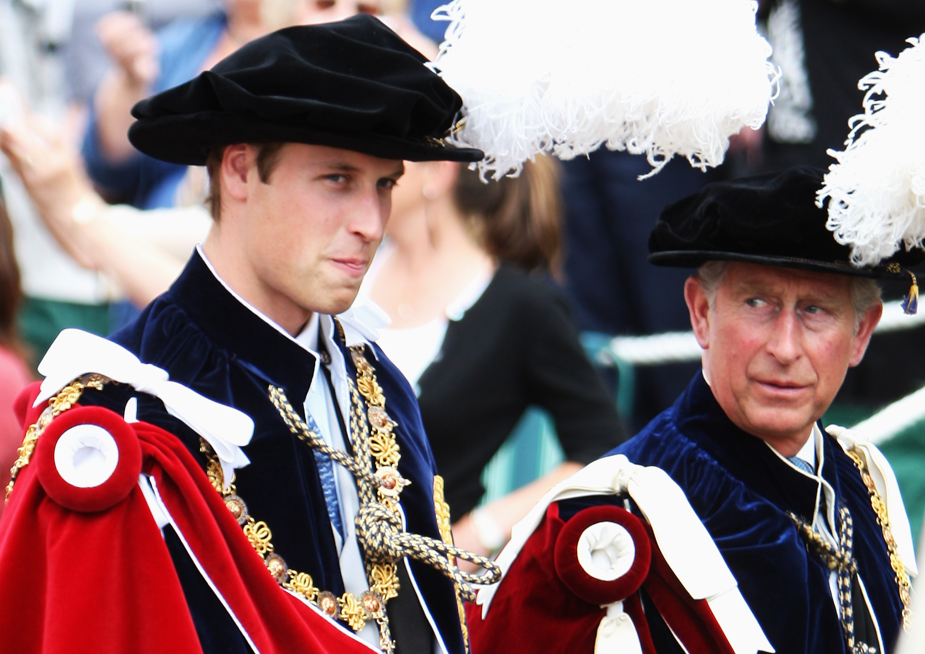 A photo of Prince William and King Charles as they walk to St. George's Chapel to partake in Garter Day, the 660th Anniversary Service, on June 16, 2008, in Windsor, England. | Source: Getty Images