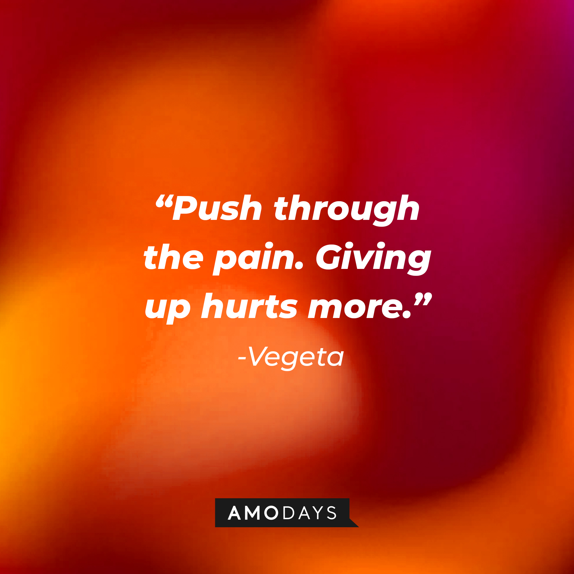 Vegeta’s quote: "Push through the pain. Giving up hurts more. ” | Source: AmoDays