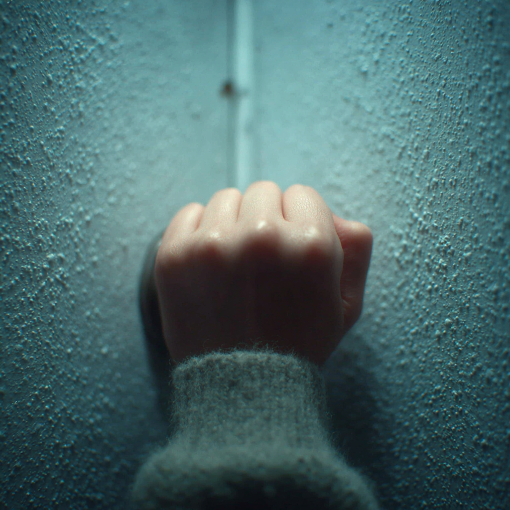 A close-up of a woman's fist banging on a closed door | Source: Midjourney