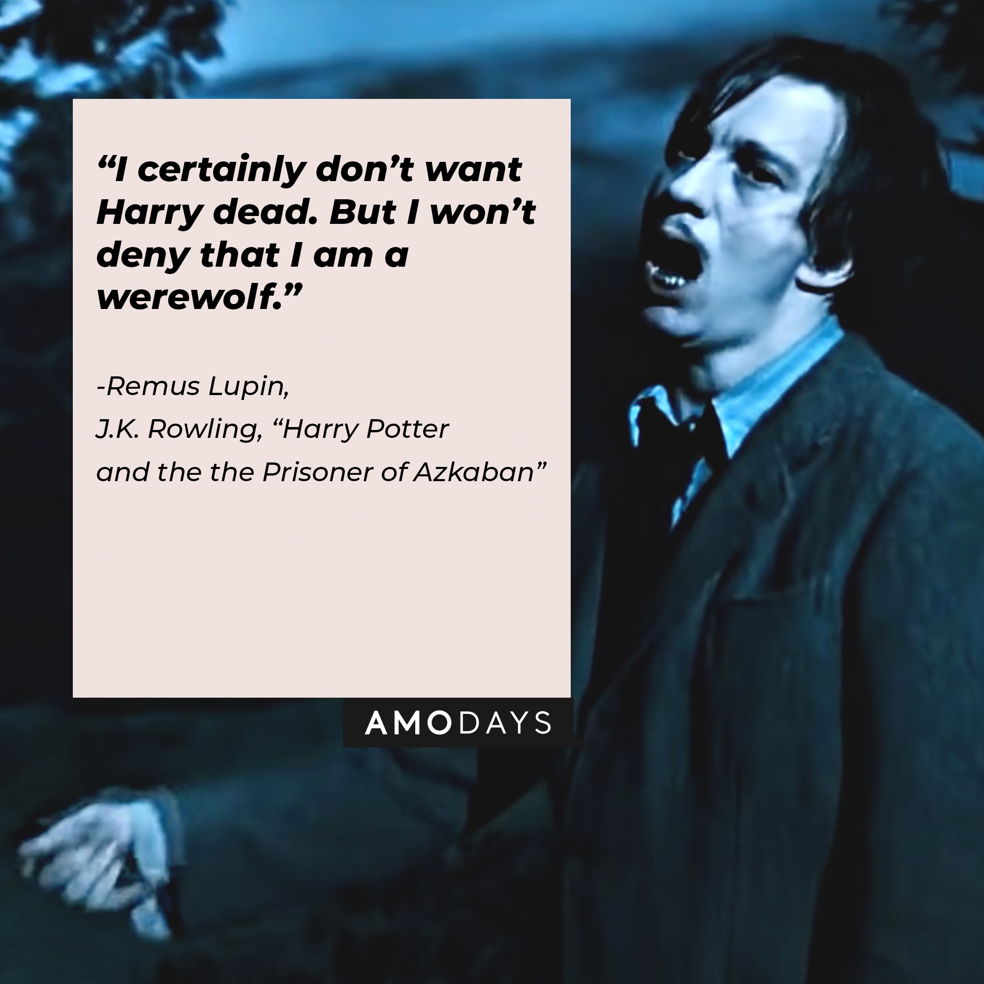 A picture of Remus Lupin turning into a werewolf with his quote: “I certainly don’t want Harry dead. But I won’t deny that I am a werewolf.” | Source: youtube.com/WarnerBrosPictures