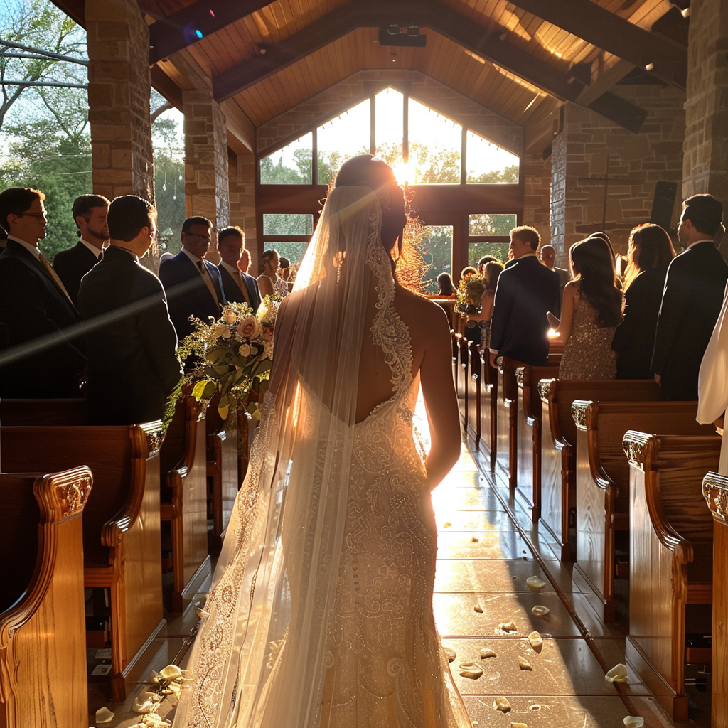 Phoebe walking down the aisle | Source: Midjourney