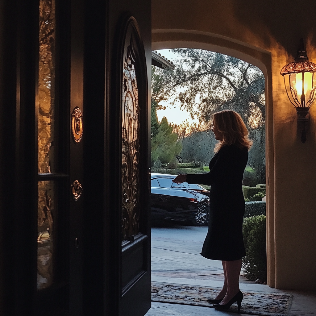 A woman standing in her foyer | Source: Midjourney