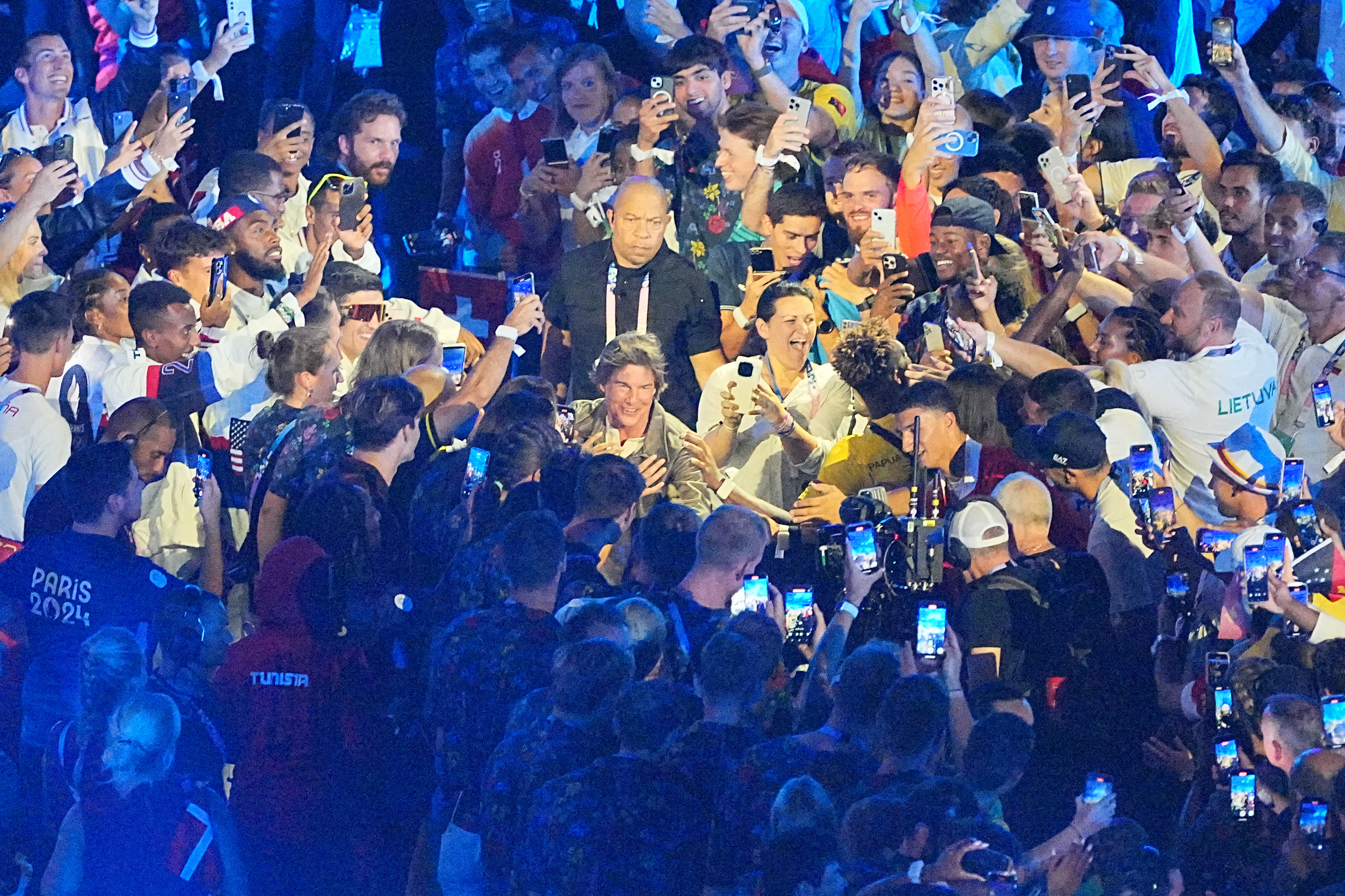 Tom Cruise among spectators during the Closing Ceremony of the Paris Olympics on August 11, 2024 | Source: Getty Images