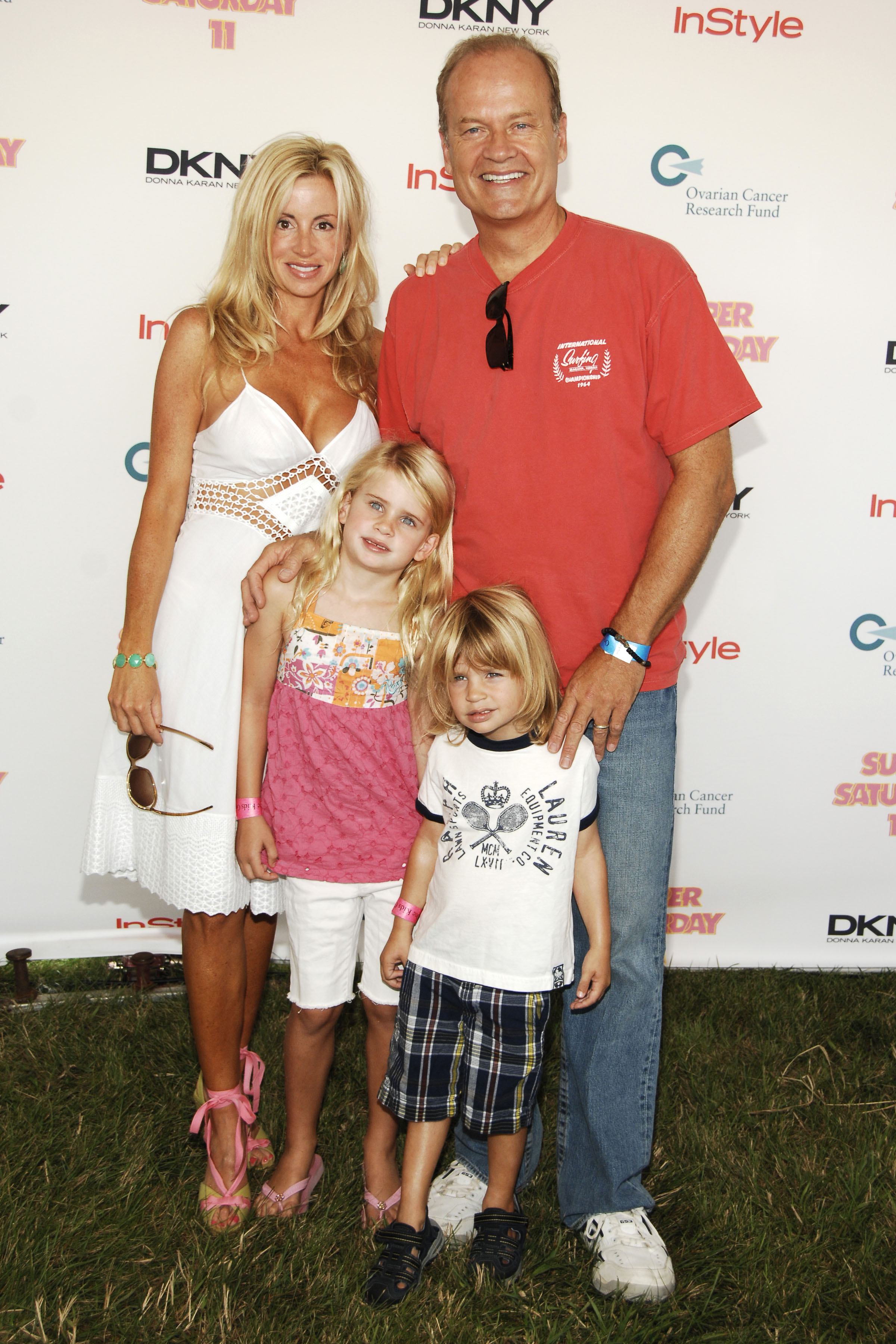 Camille Grammer, Kelsey Grammer, and children Mason and Jude on July 26, 2008 in Watermill, New York | Source: Getty Images