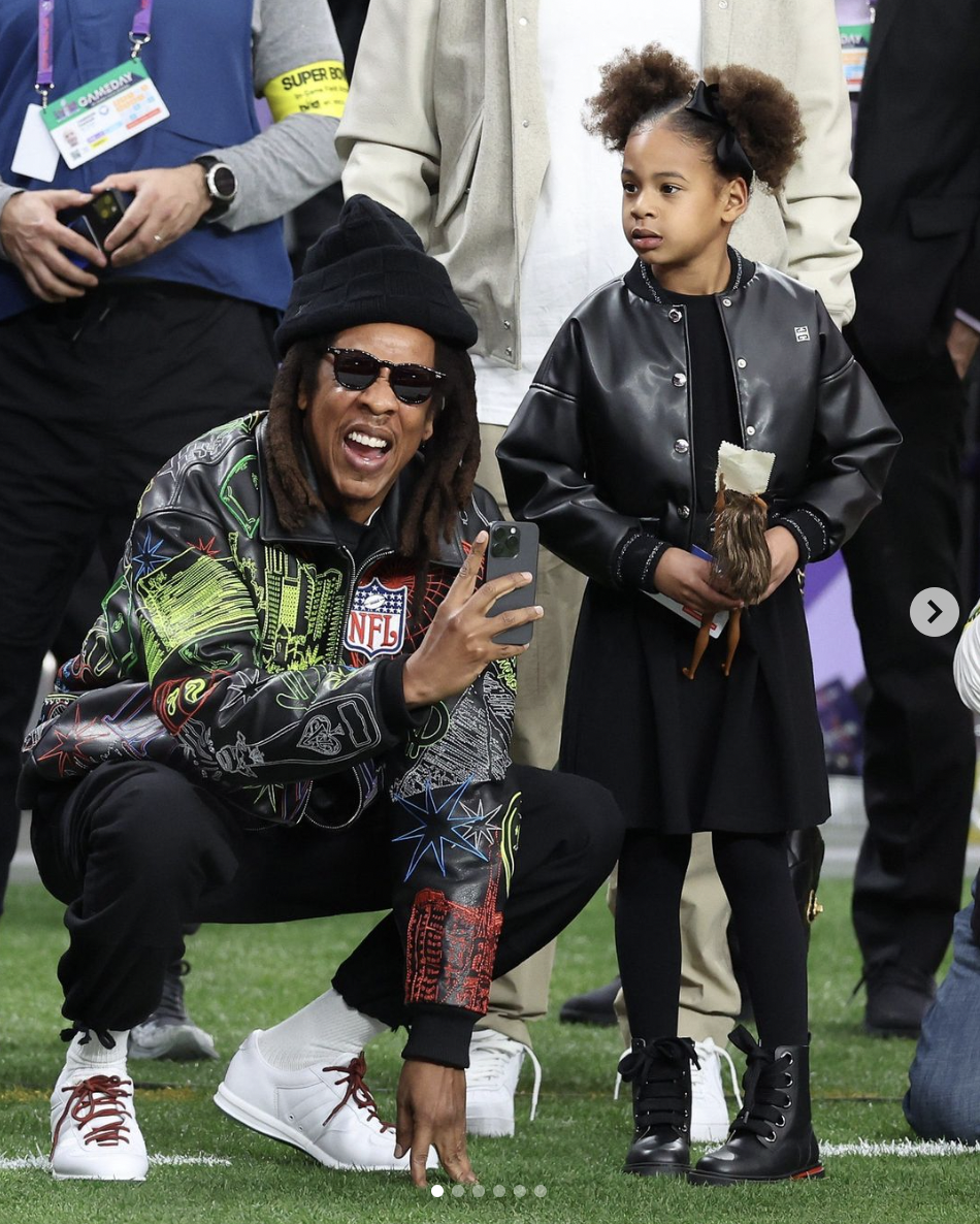 Jay-Z, and Rumi Carter at the 2024 Super Bowl, dated February 2024 | Source: Instagram/ENews