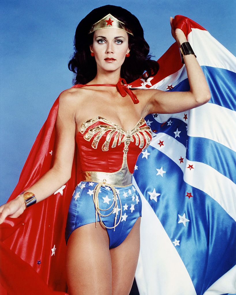 Lynda Carter in costume for the 1977 TV series "Wonder Woman" | Source: Getty Images