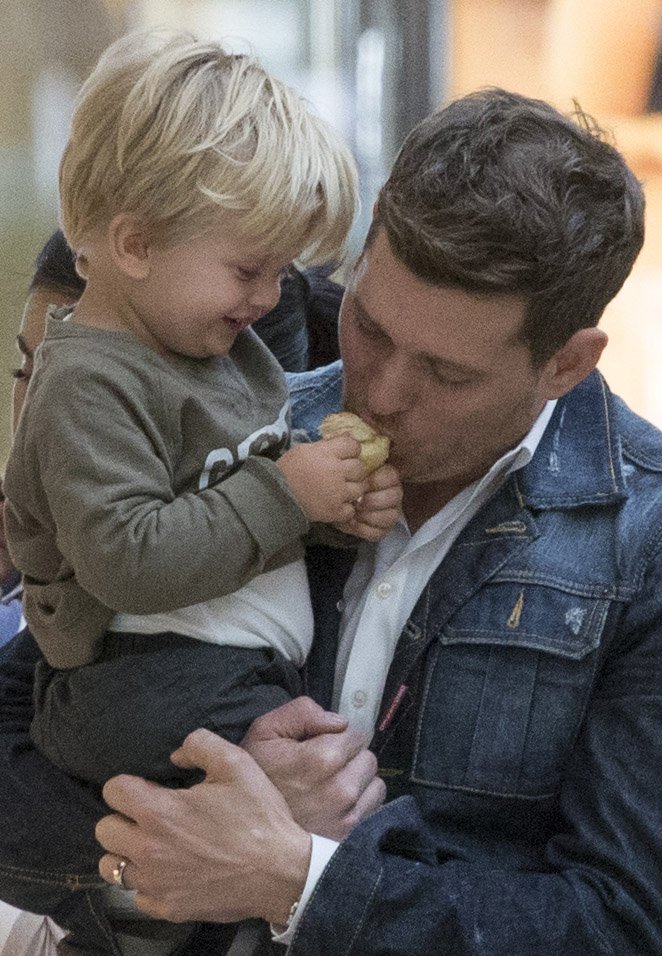 Michael Buble and his son Noah are seen on April 28, 2015, in Madrid, Spain | Source: Getty Images