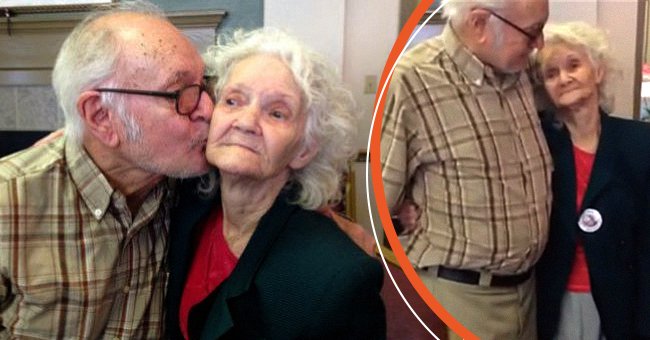 Charles Bruce Pate giving his biological mother Pauline a kiss on the cheek [left]; Charles Bruce Pate and his mother Pauline standing side by side [right]. │Source: twitter.com/KHOU youtube.com/USA TODAY