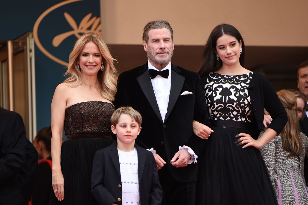Kelly Preston (L) and John Travolta of "Gotti" pose with their children Ella Bleu Travolta (R) and Benjamin Travolta at the red carpet screening of "Solo: A Star Wars Story"  | Getty Images