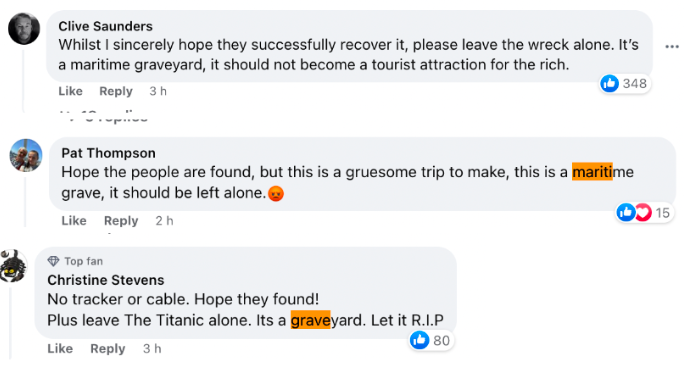 A screenshot of comments about the dangerous expedition posted on Facebook on June 20, 2023 | Source: Facebook.com/BBC News