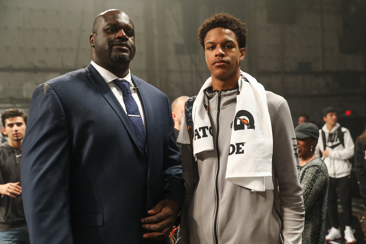 Shaquille O'Neal and eldest son, Shareef O'Neal at the Jordan Brand Future of Flight Showcase in January 2018. | Photo: Getty Images