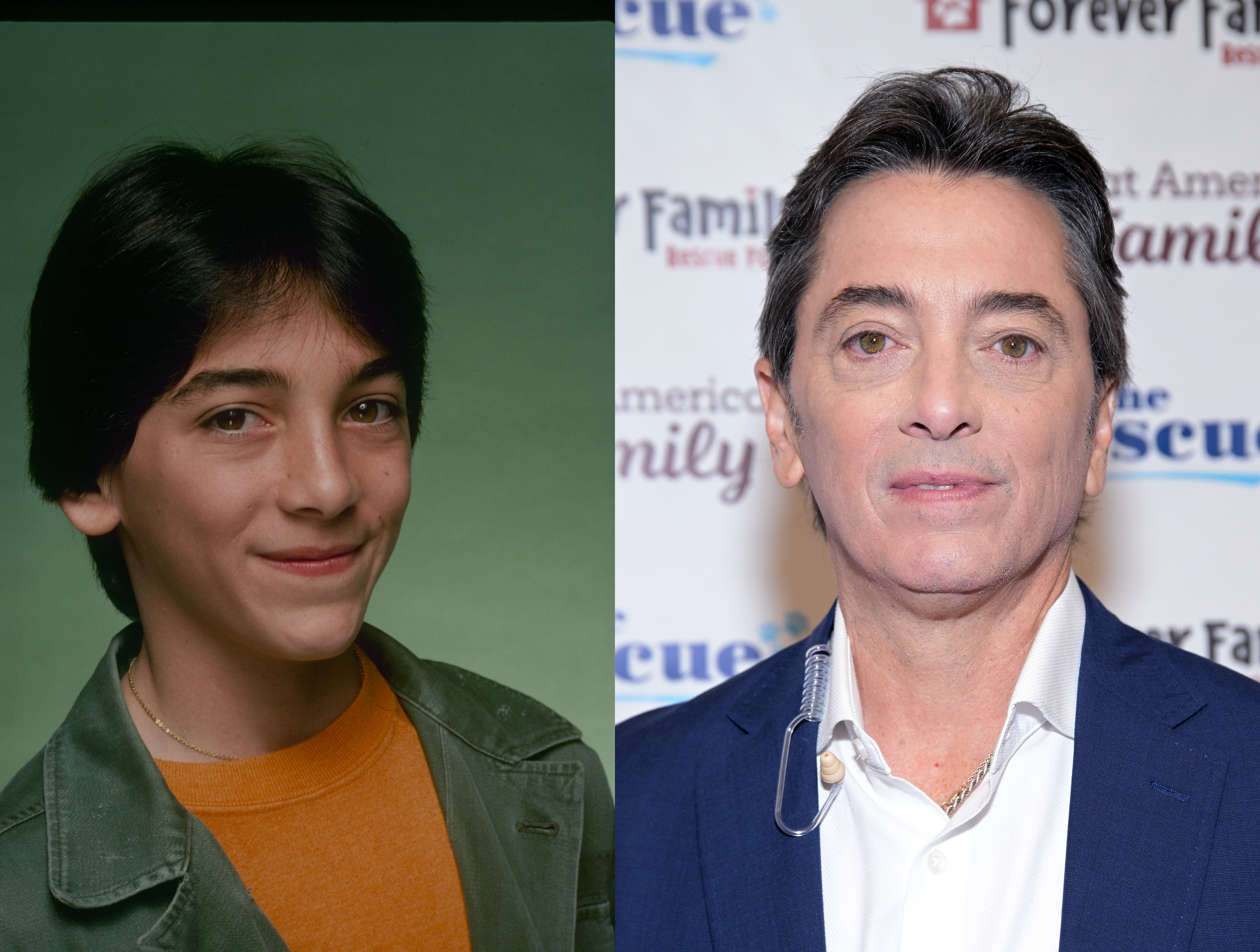 Scott Baio pictured as Chachi Arcola in "Happy Days." | Actor Scott Baio attends the animal rescue telethon "To The Rescue Pup-A-Thon" presented by Great American Family at Vista Studios on February 12, 2023 in Los Angeles, California. | Source: Getty Images