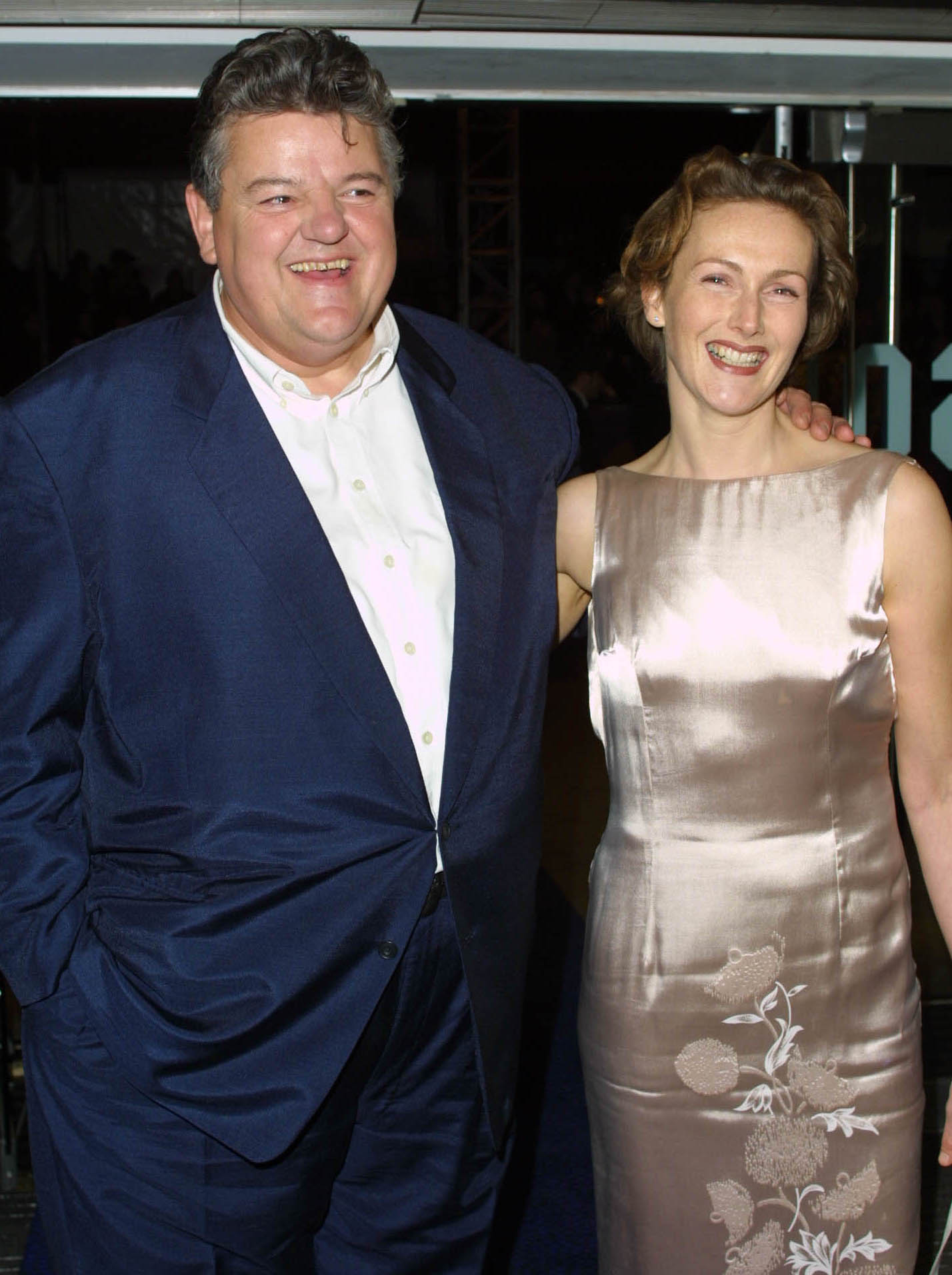 Robbie Coltrane and Rhona Gemmell are pictured at the world premiere of "Harry Potter and the Sorcerer's Stone" in London | Source: Getty Images