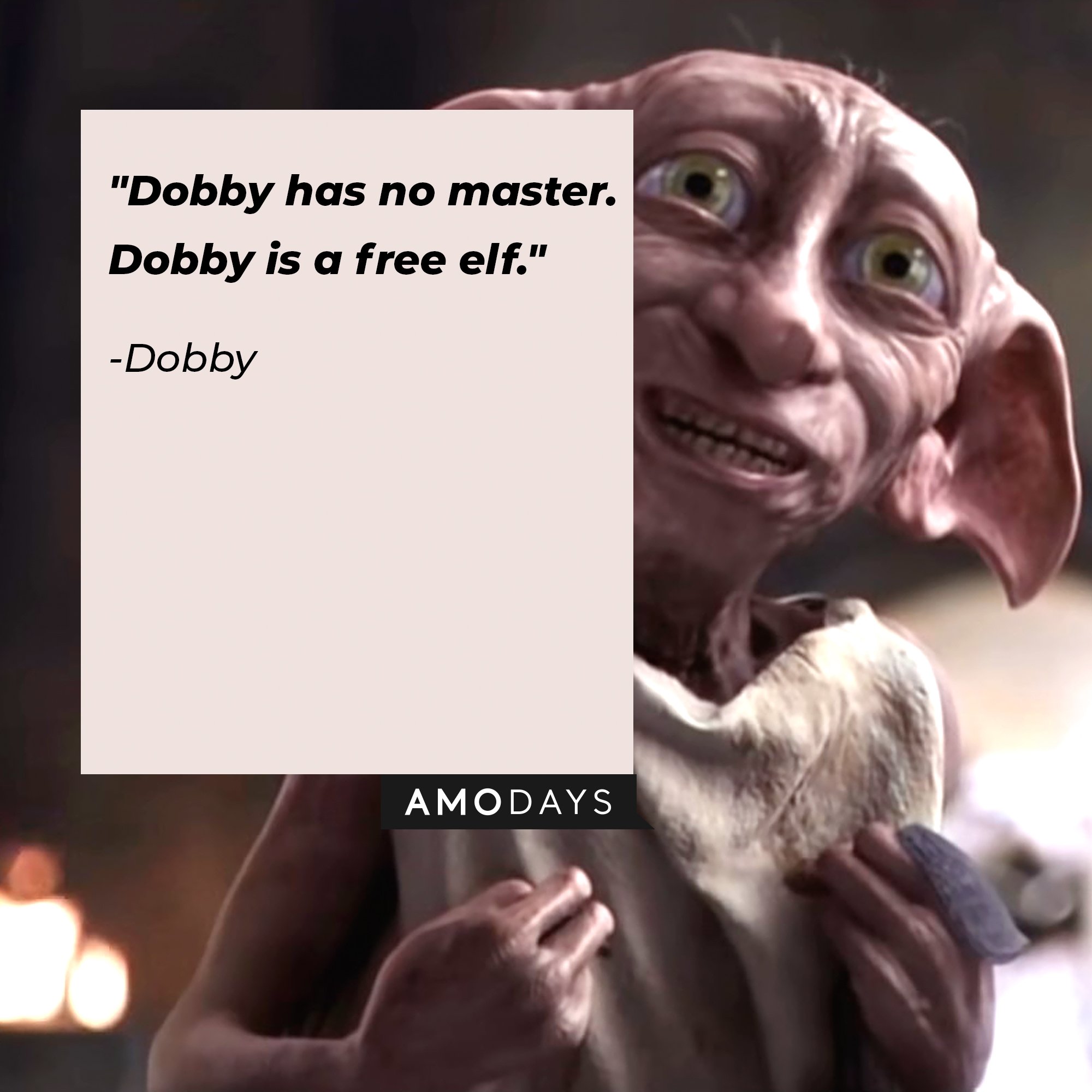 Dobby’s quote: "Dobby has no master. Dobby is a free elf." | Image: AmoDays
