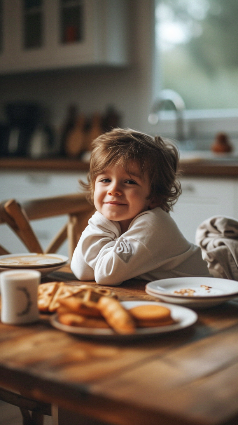 A little boy sitting at the table | Source: Midjourney