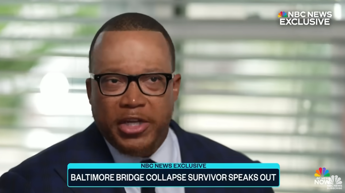 Attorney Justin Miller discusses the emotional impact of the Baltimore bridge collapse on Julio Cervantes Suarez and the affected families in an interview with NBC News' Tom Llamas, posted on July 11, 2024. | Source: YouTube/NBCNews