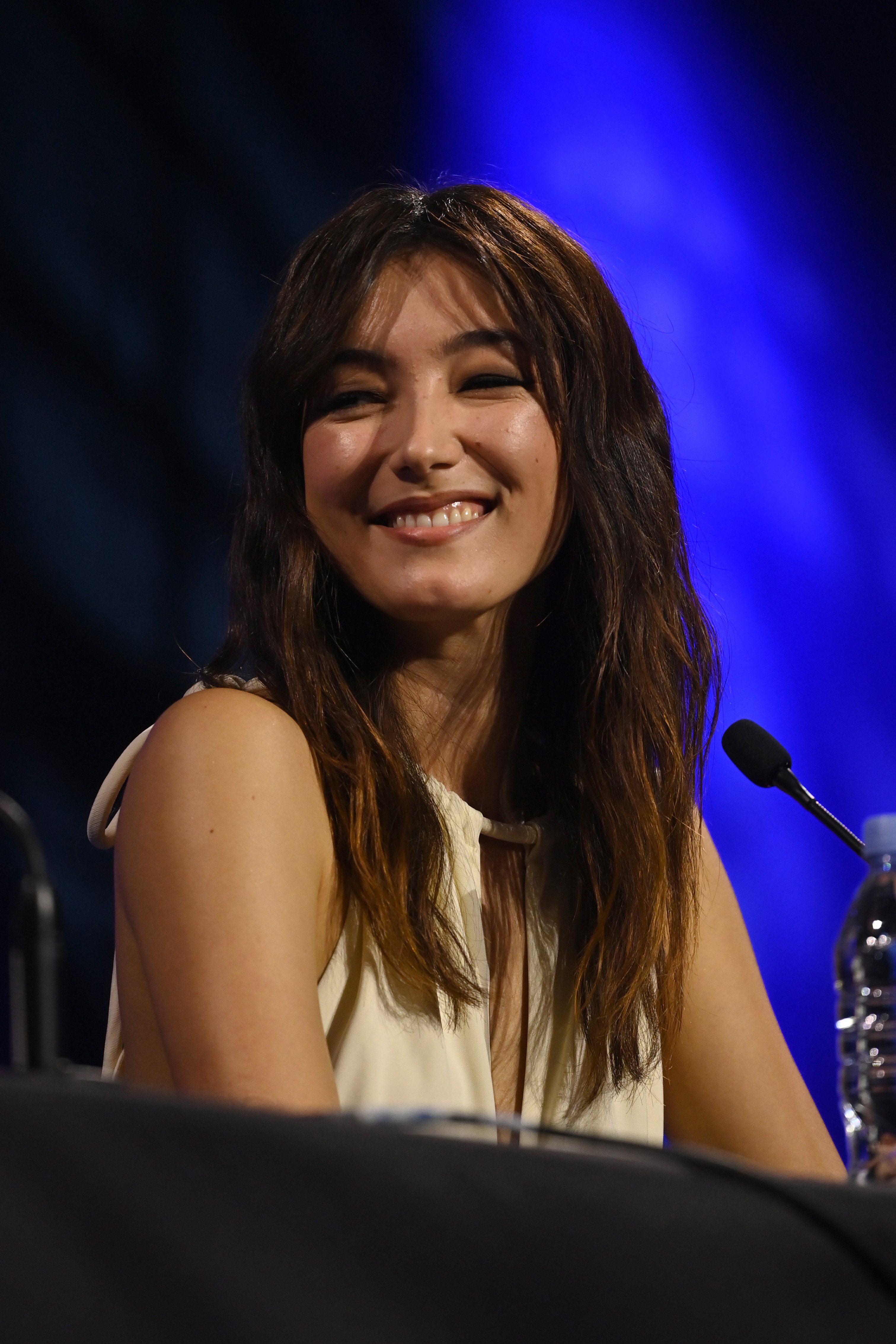 Natasha Liu Bordizzo onstage during the "Ahsoka" panel at the Star Wars Celebration 2023 on April 8, 2023, in London, England. | Source: Getty Images