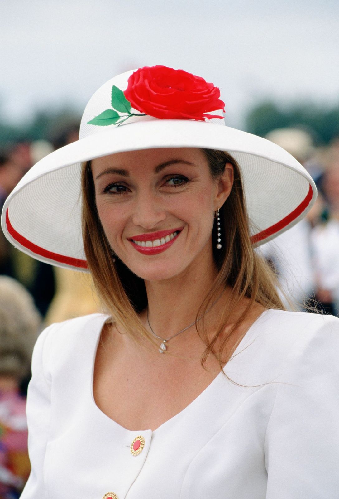 Actress Jane Seymour at Cartier Polo Day, Windsor, Berkshire, UK on July 29, 1990 | Source: Getty Images