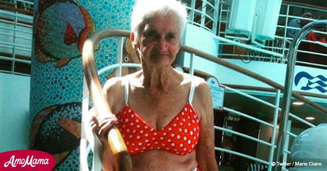 90-year-old woman dons red bikini and her photo inspired women all over the world