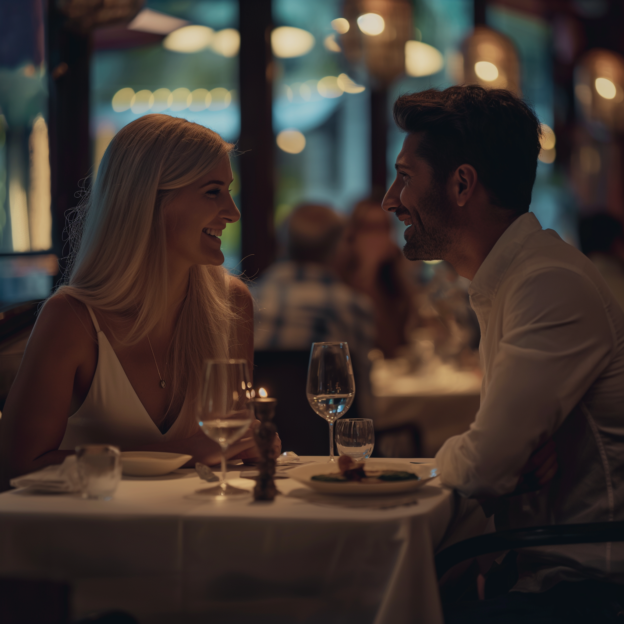 A couple on a date in a restaurant | Source: Midjourney