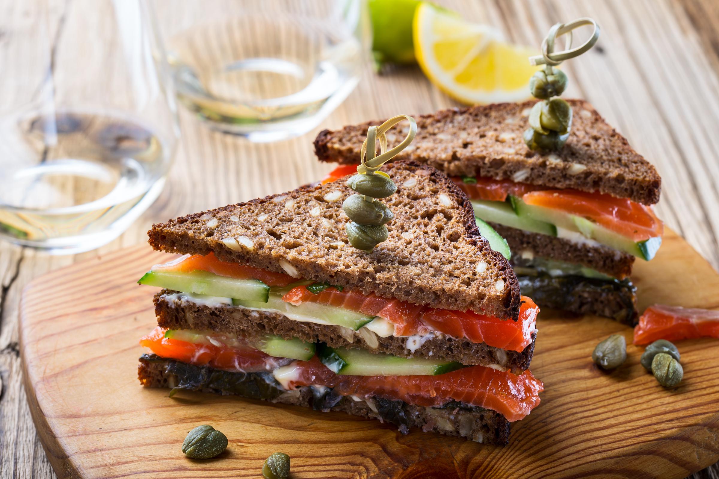Homemade salmon club sandwich | Source: Getty Images