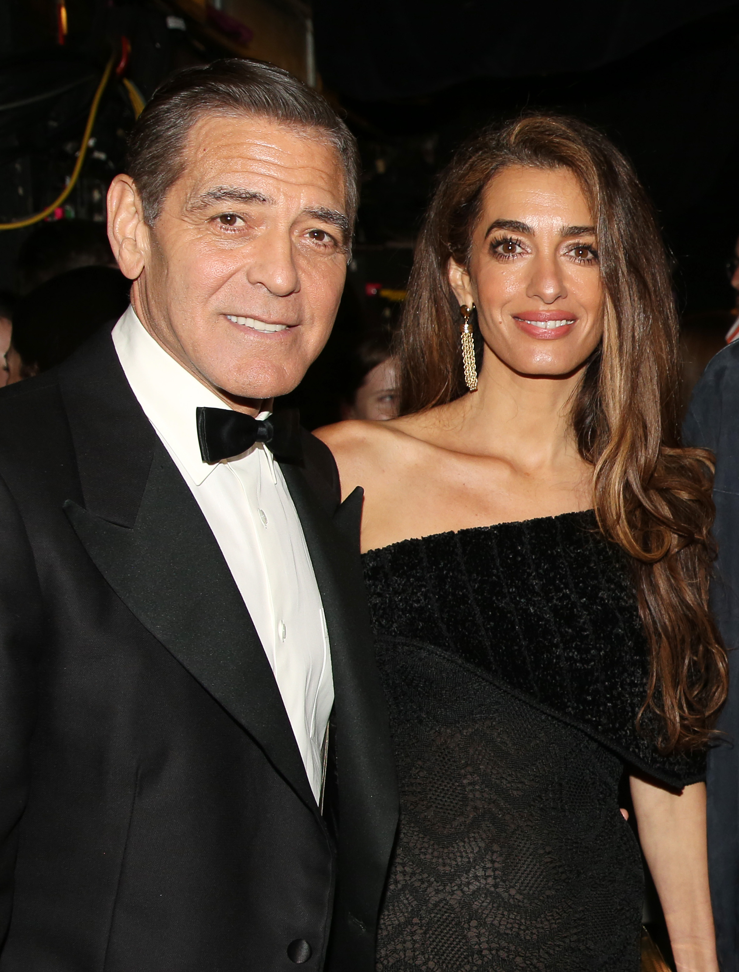 George and Amal Clooney backstage at the play "Good Night, and Good Luck" on Broadway on May 29, 2025, in New York. | Source: Getty Images