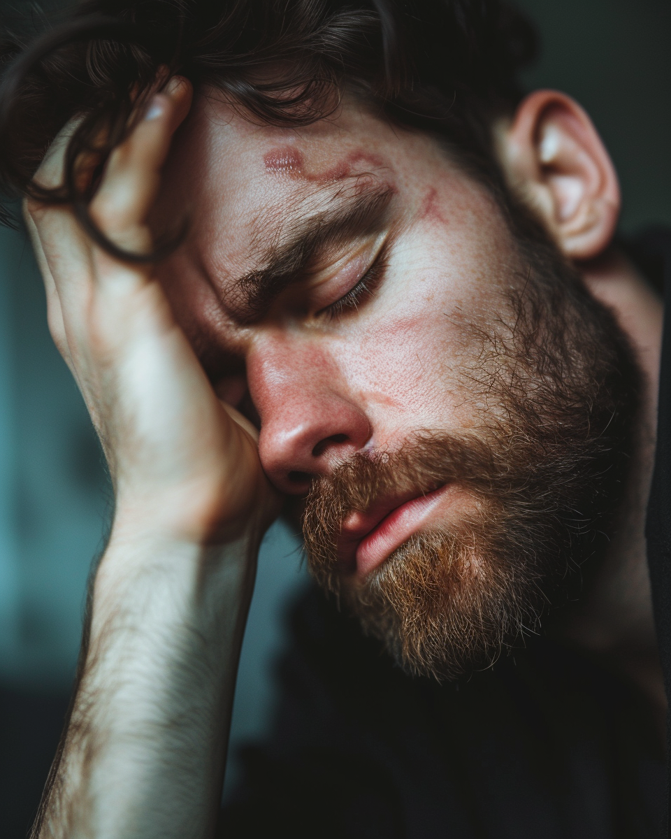 A man holding his head | Source: Midjourney