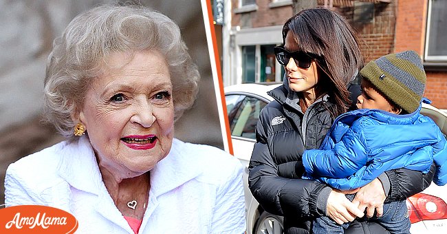 Betty White on June 20, 2015 in Los Angeles, California [left]. Sandra Bullock and Louis Bullock on January 20, 2011 in New York City | Photo: Getty Images 