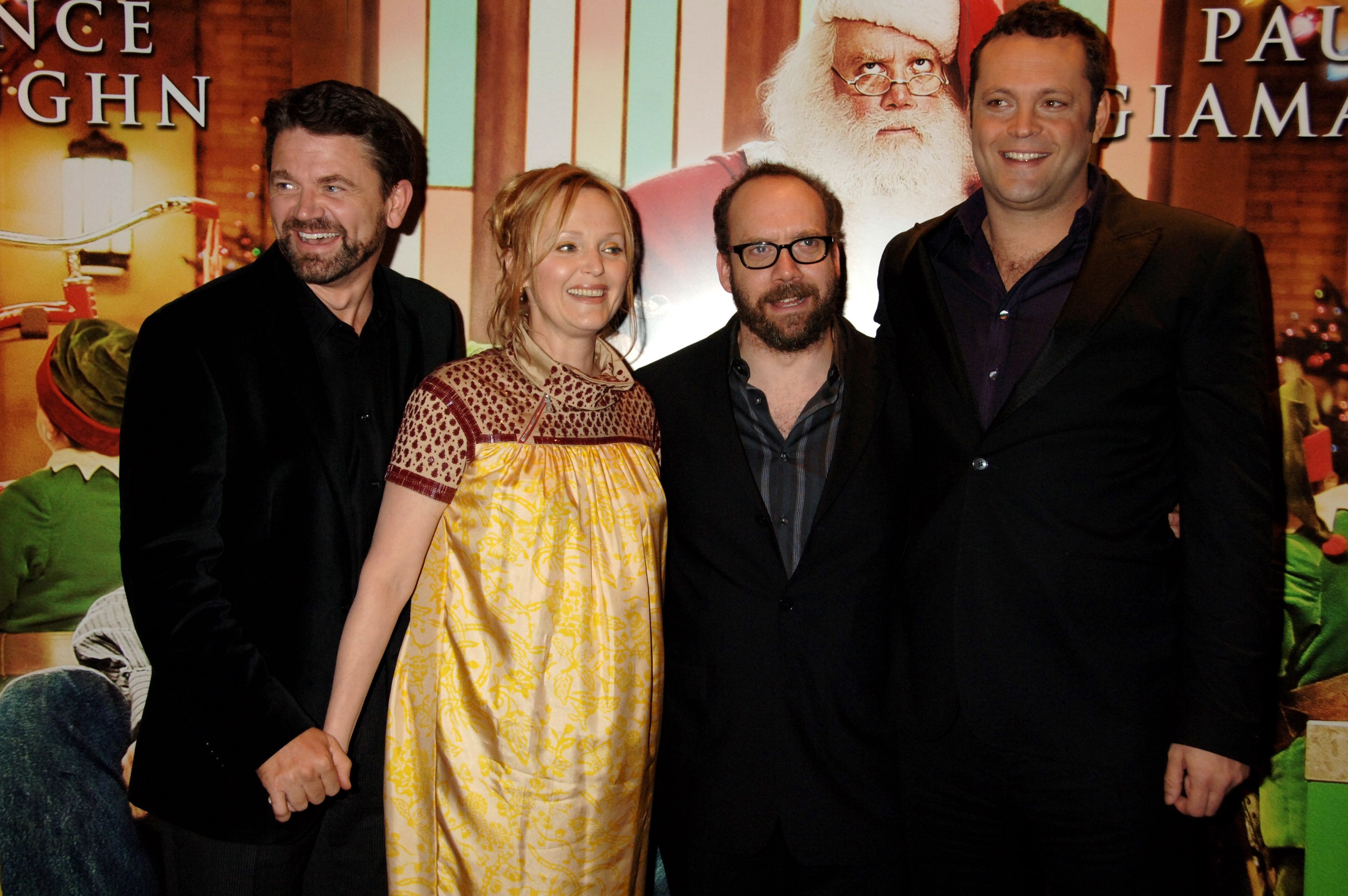 John Michael Higgins, Miranda Richardson, Paul Giamatti and Vince Vaughn attend the European premiere of "Fred Claus," at the Empire Cinema on November 19, 2007, in London, England. | Source: Getty Images