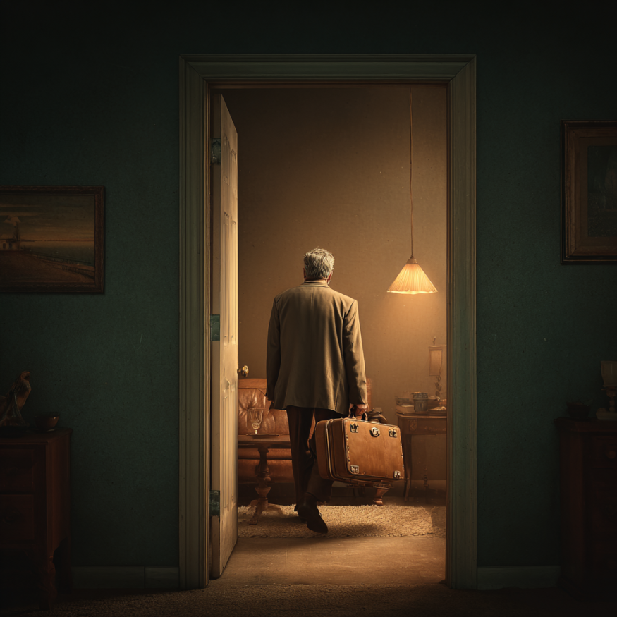 A man with a suitcase in hand | Source: Midjourney