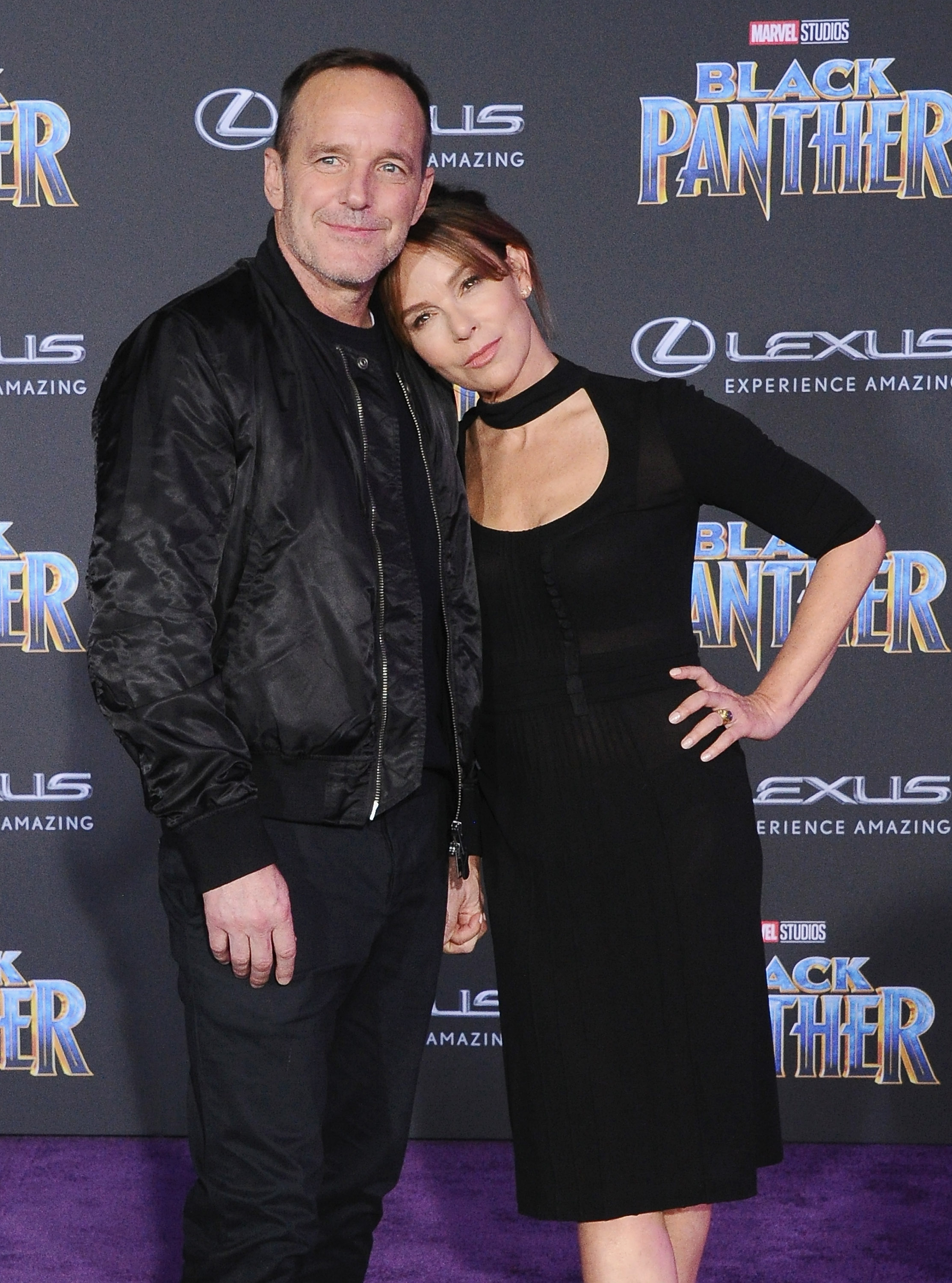 Clark Gregg and Jennifer Grey attend the premiere "Black Panther" at Dolby Theatre in Hollywood, California, on January 29, 2018. | Source: Getty Images
