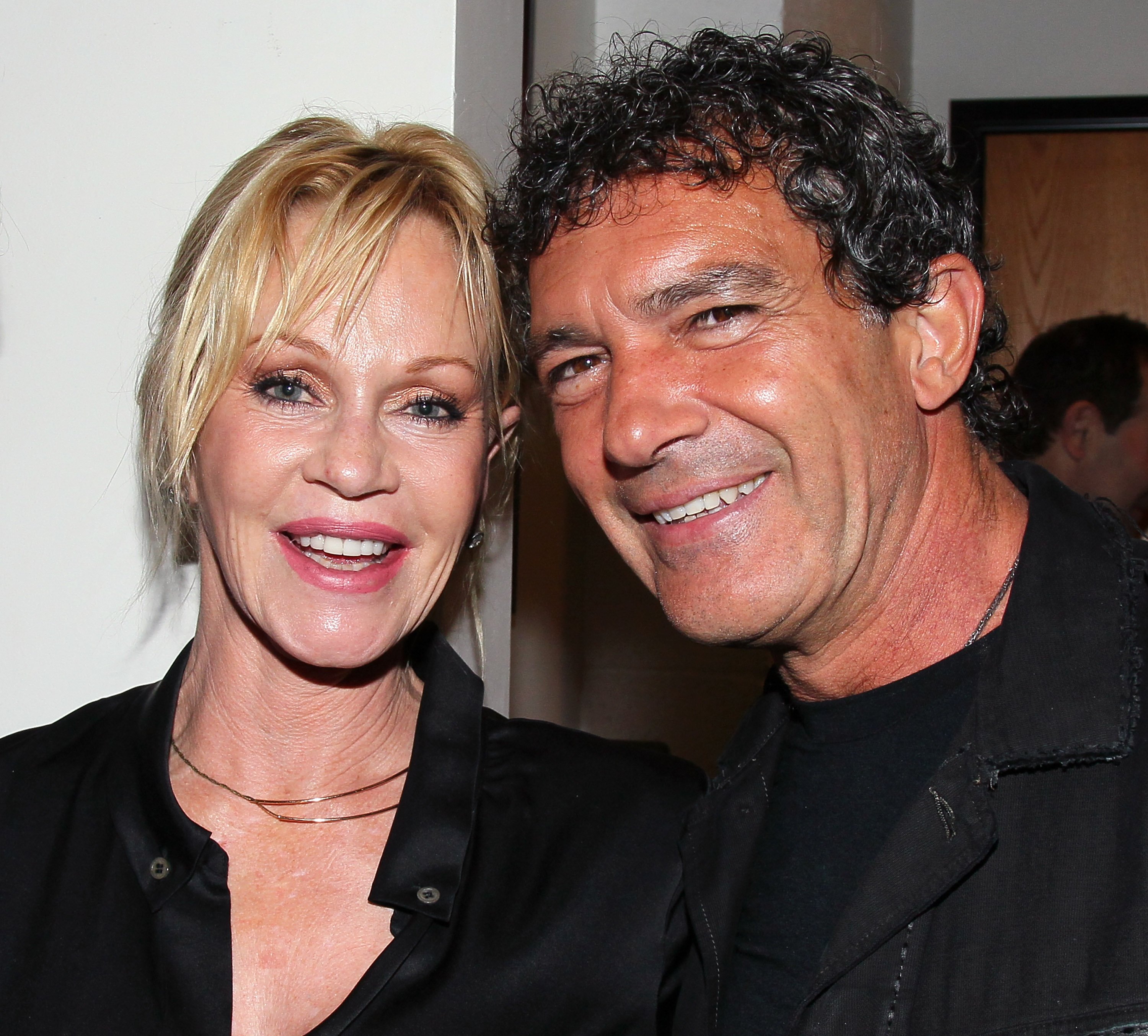 Melanie Griffith and husband actor Antonio Banderas posing at the opening night of "No Way Around But Through" at the Falcon Theatre on June 3, 2012, in Burbank, California | Source: Getty Images
