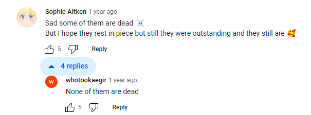A comment from a viewer who thought that The Lennon Sisters had passed away and another comment confirming all of them are still alive, posted on YouTube on October 8, 2019 | Source: Youtube.com/KMOV St. Louis