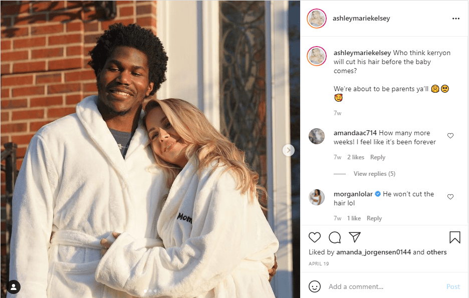 NFL star Kerryon Johnson and his girlfriend Ashley Kelsey in a warm embrace | Photo: Instagram/ashleymariekelsey
