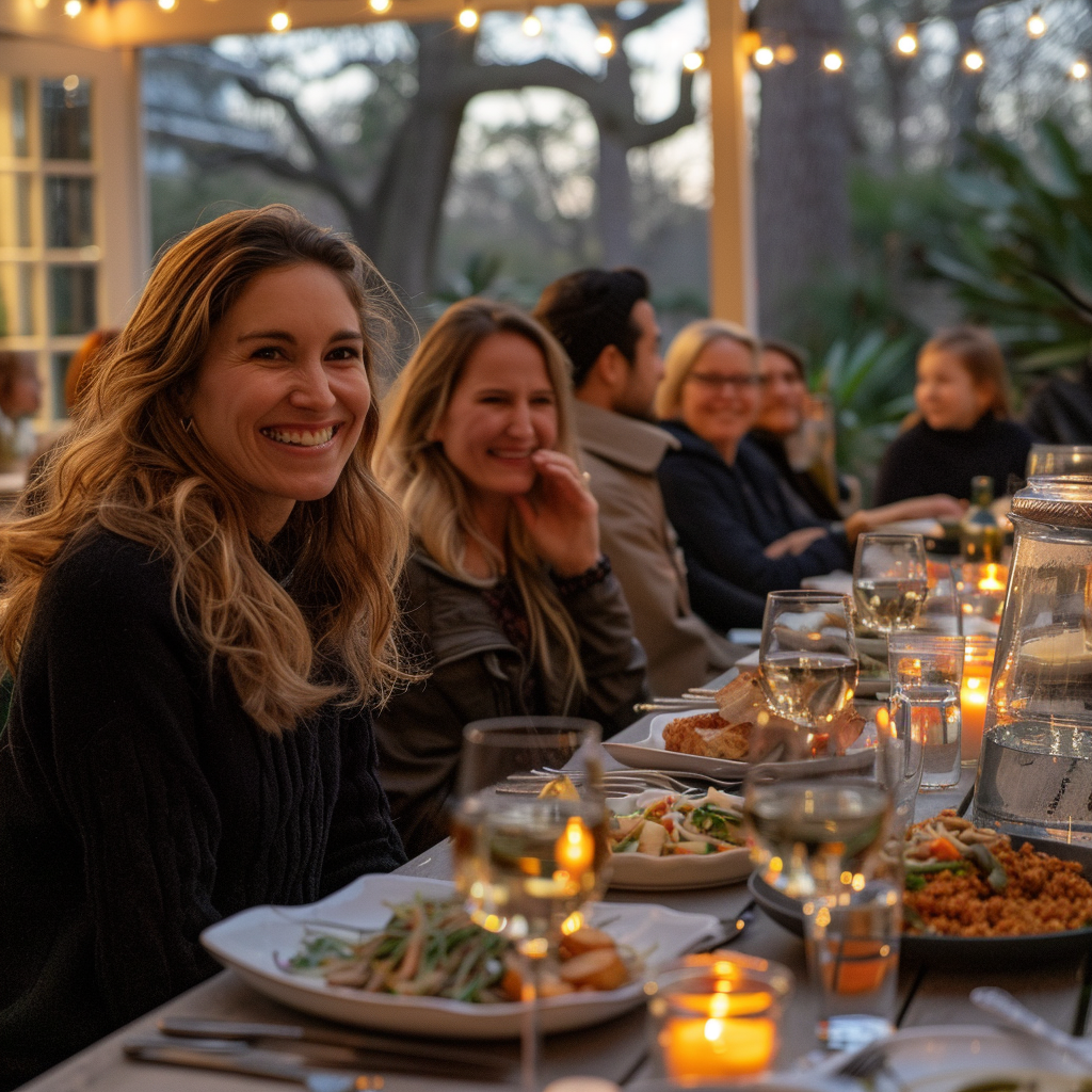 People enjoying dinner at a family gathering | Source: Midjourney