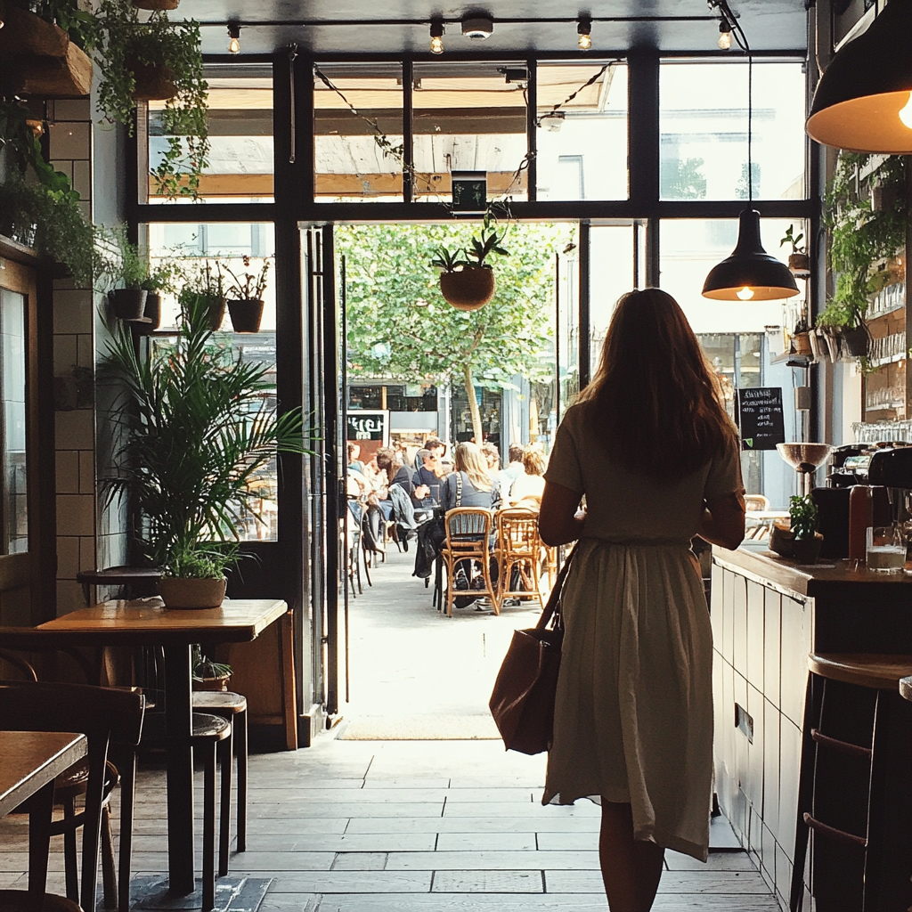 A woman standing in a cafe | Source: Midjourney