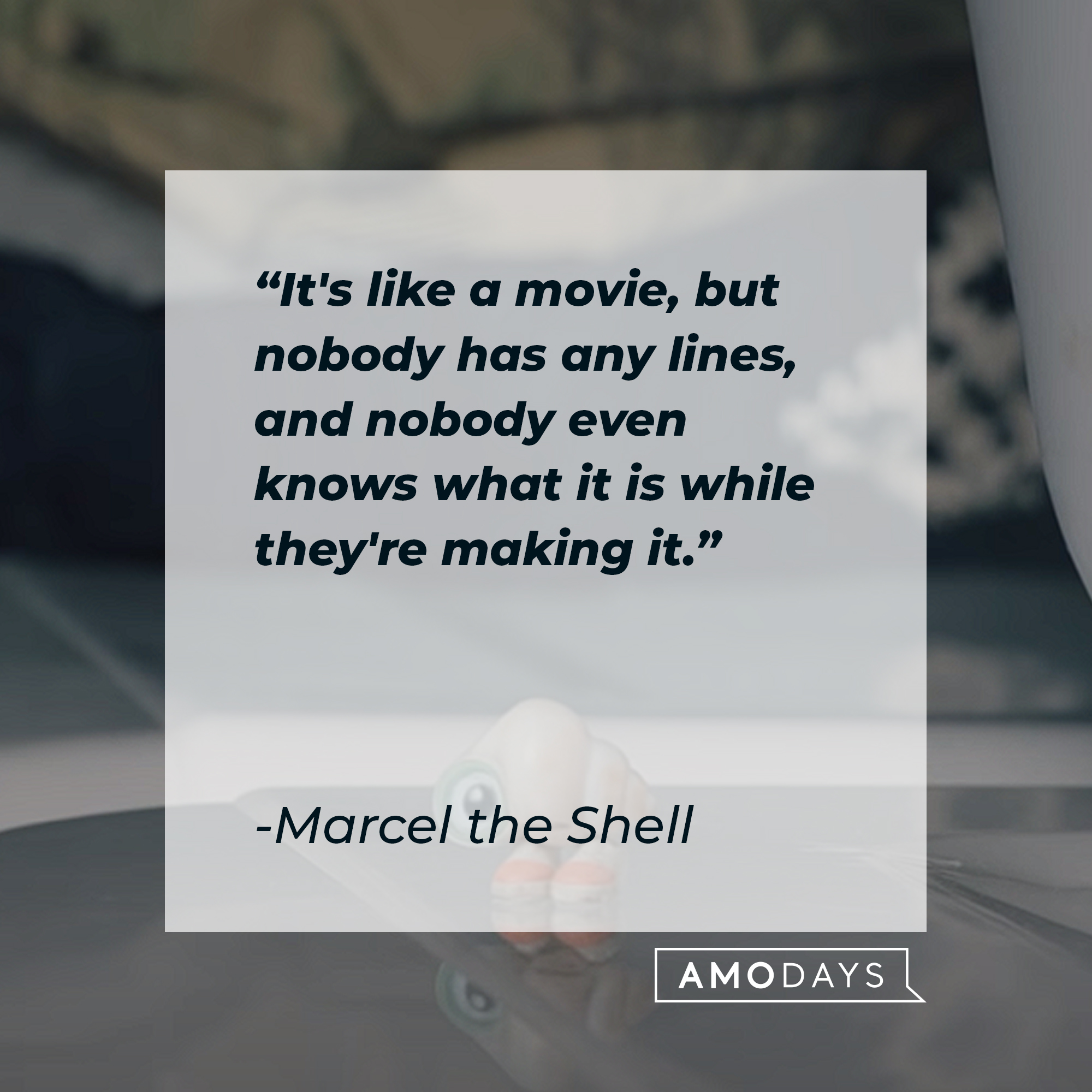 Marcel the Shell's quote: “It's like a movie, but nobody has any lines, and nobody even knows what it is while they're making it.” | Source: youtube.com/A24