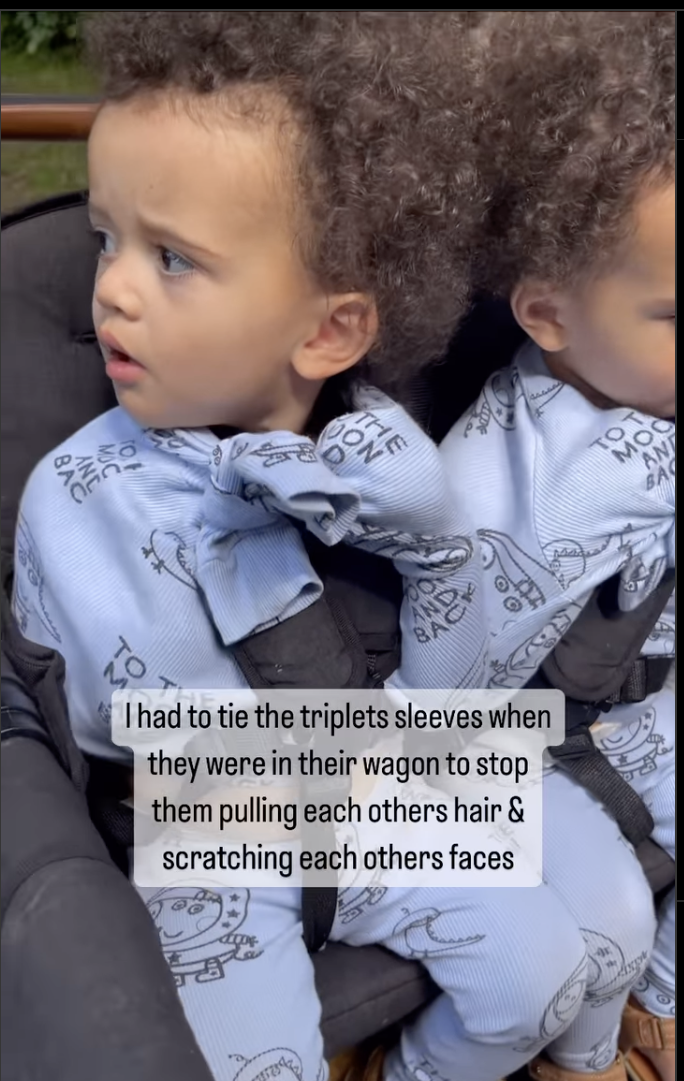 Shillingford's sons with their sleeves tied | Source: instagram.com/identical_triplet_mama/