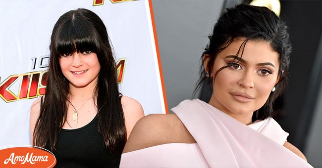 Reality-TV-Show-Schauspielerin und Unternehmerin Kylie Jenner, bevor und nachdem sie ihre Lippenfüller bekam. | Quelle: Getty Images