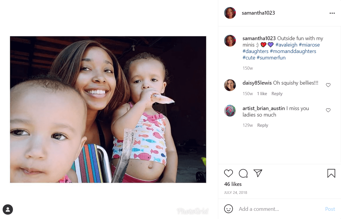 Cynthia Davis's daughter Samantha Felton smiles with her kids in a photo. | Photo: Instagram/Samantha1023