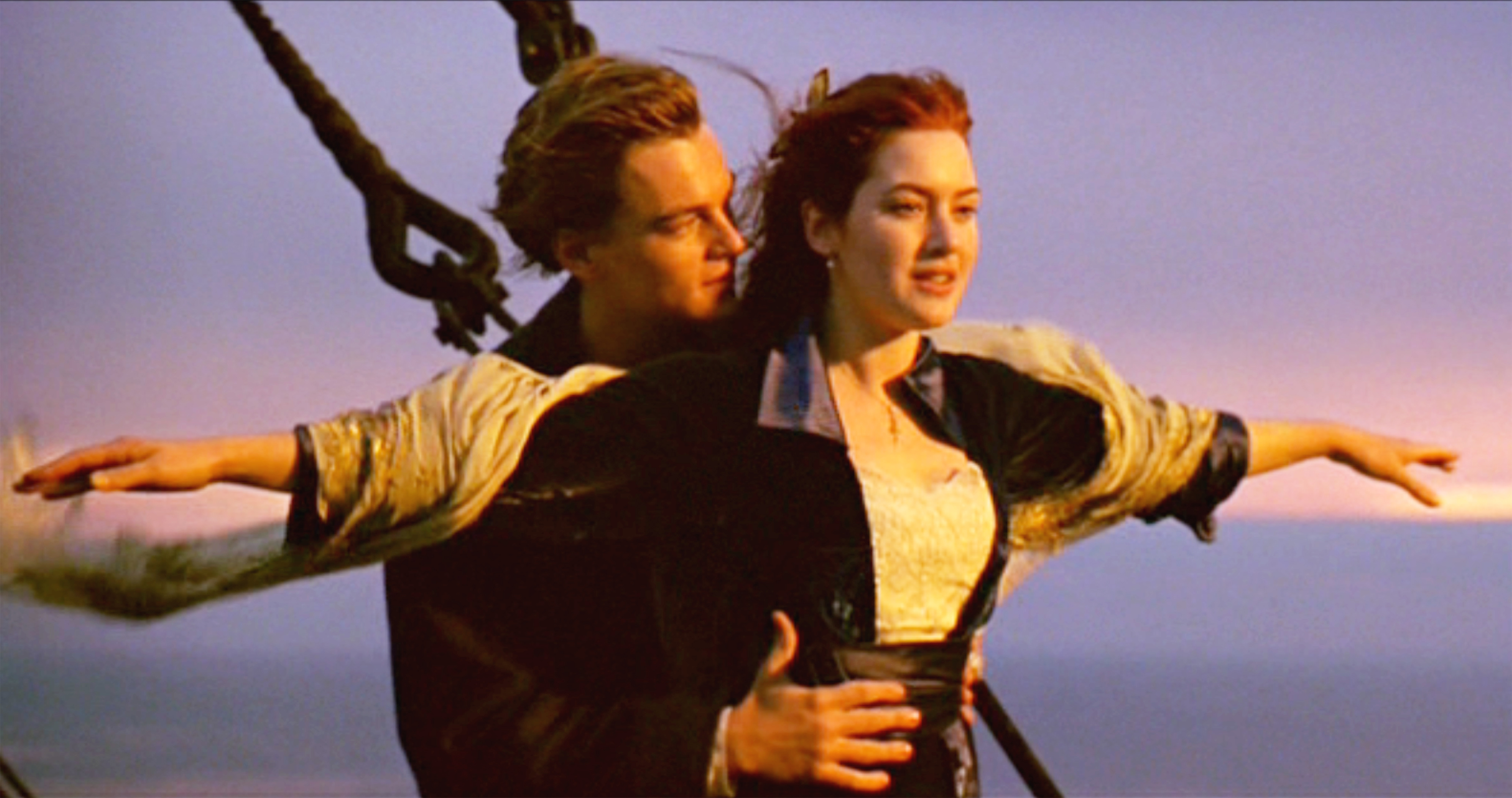 Leonardo DiCaprio as Jack and Kate Winslet as Rose in the movie, "Titanic," in 1997 | Source: Getty Images