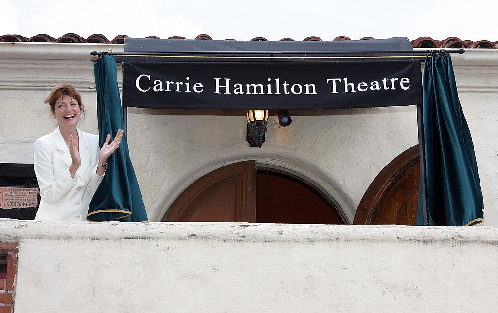 Martha Williamson, a board member with the Pasadena Playhouse, dedicates the Carrie Hamilton Theatre | Getty Images