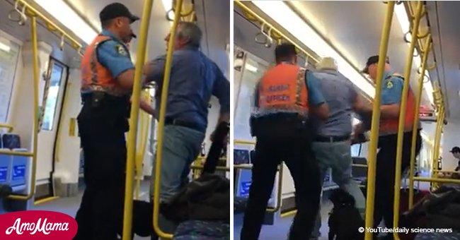 Guards drag elderly man and therapy dog off a train for not having proper identification