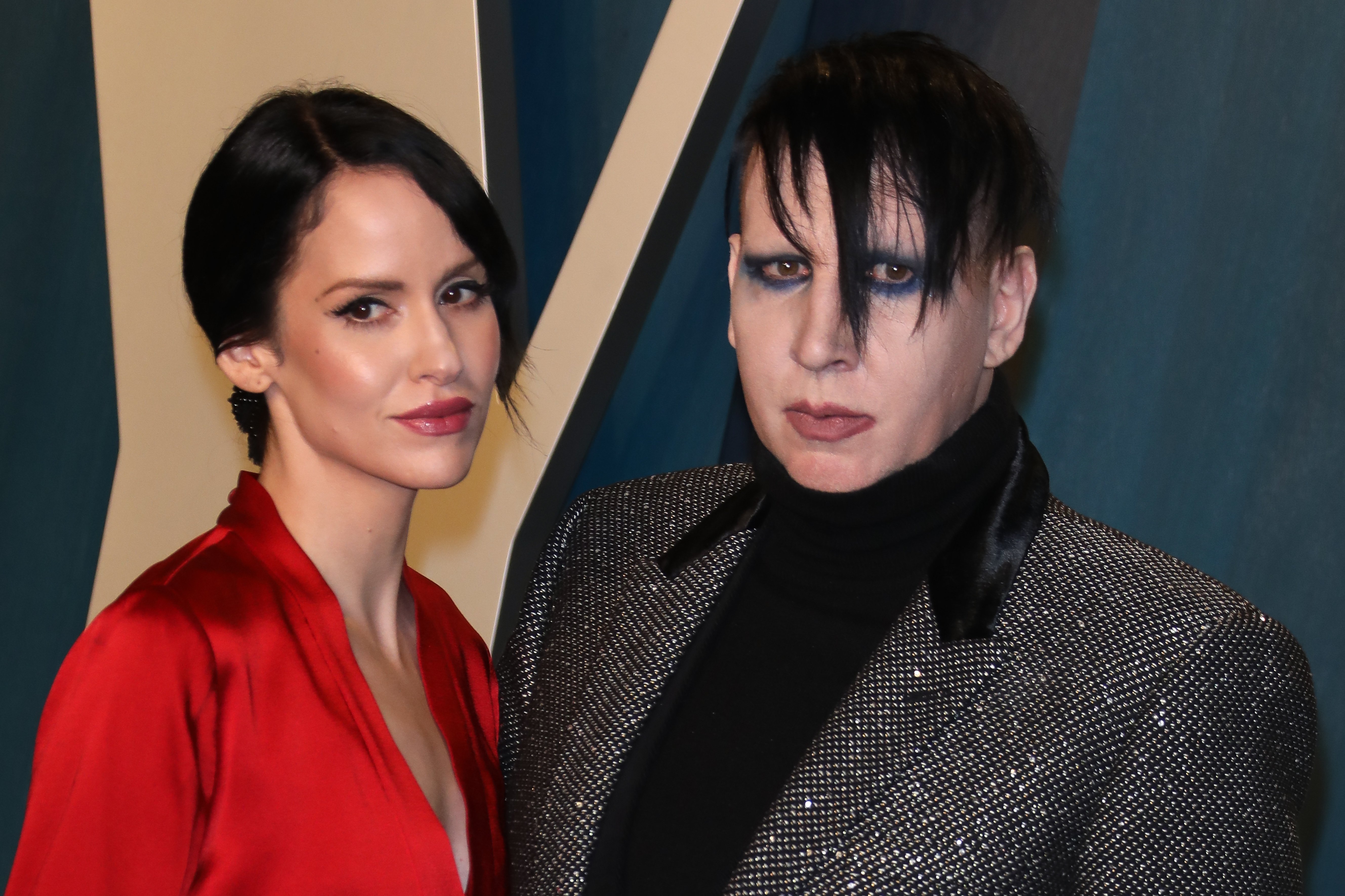 Marilyn Manson's wife, Lindsay Usich, with him during the 2020 Vanity Fair Oscar Party at Wallis Annenberg Center for the Performing Arts on February 09, 2020 in Beverly Hills, California | Source: Getty Images