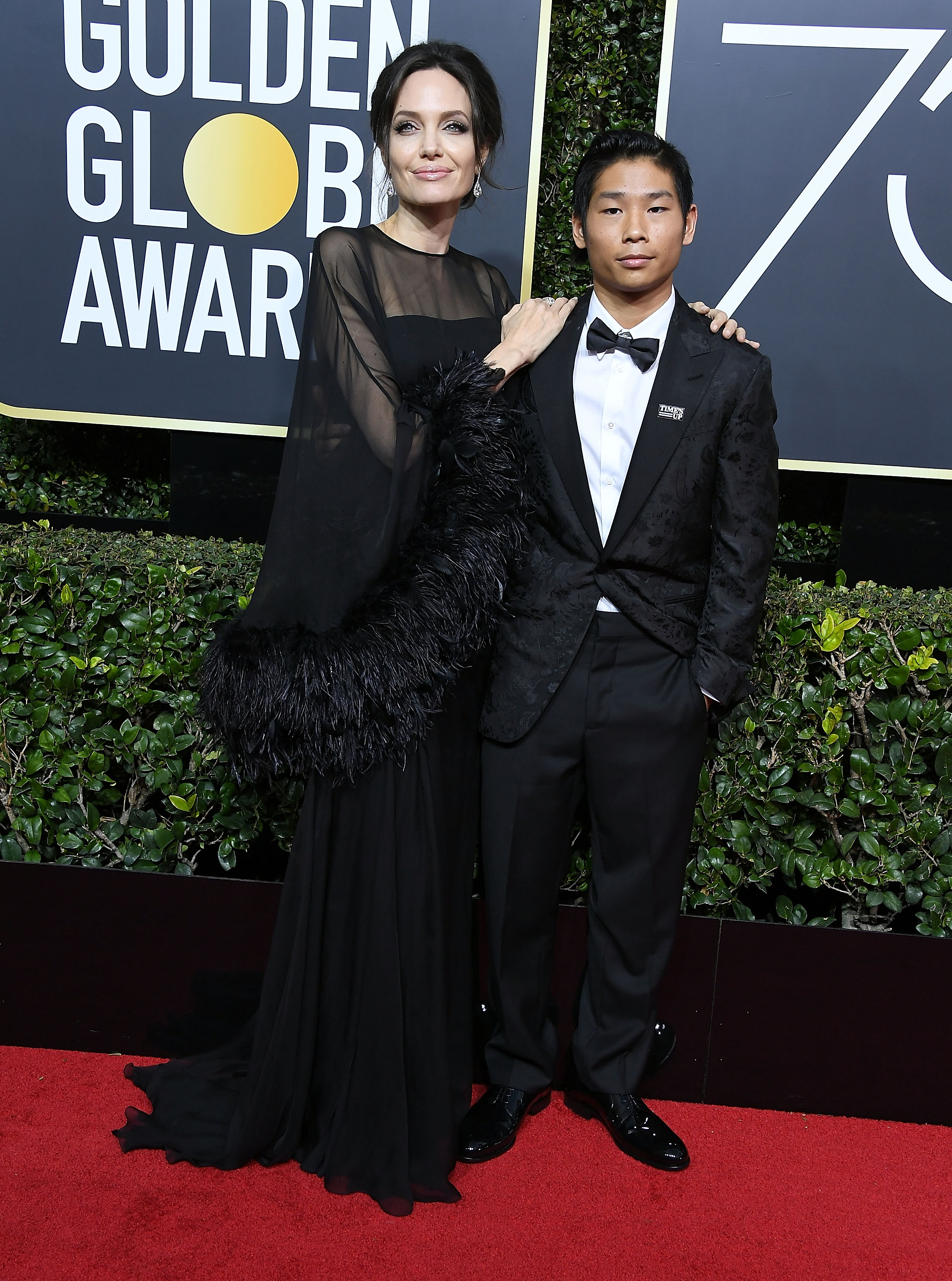 Angelina Jolie, Pax Thien Jolie-Pitt arrives at the 75th Annual Golden Globe Awards at The Beverly Hilton Hotel on January 7, 2018 in Beverly Hills, California | Source: Getty Images