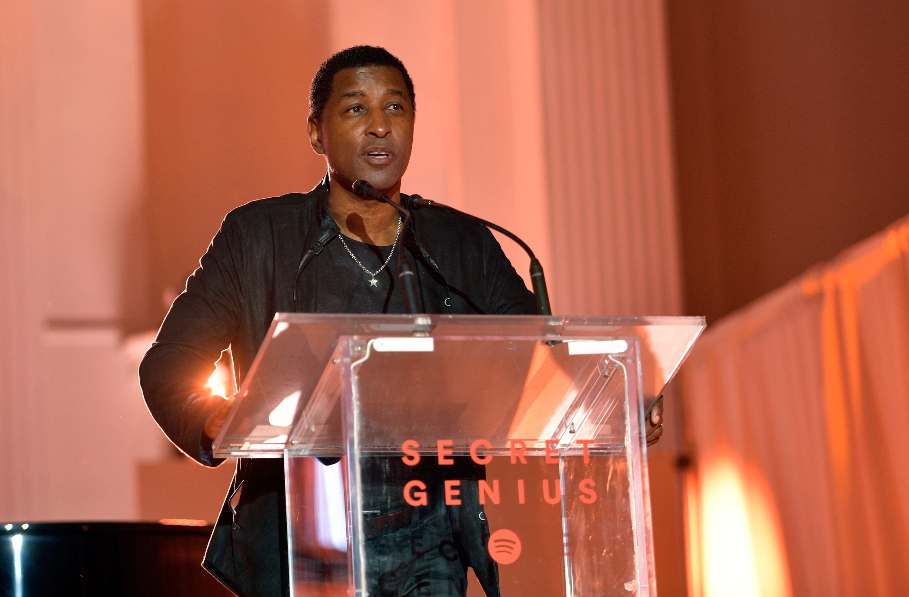  Kenneth "Babyface" Edmonds speaks onstage during Spotify's Inaugural Secret Genius Awards hosted by Lizzo at Vibiana on November 1, 2017 in Los Angeles, California. | Source: Getty Images
