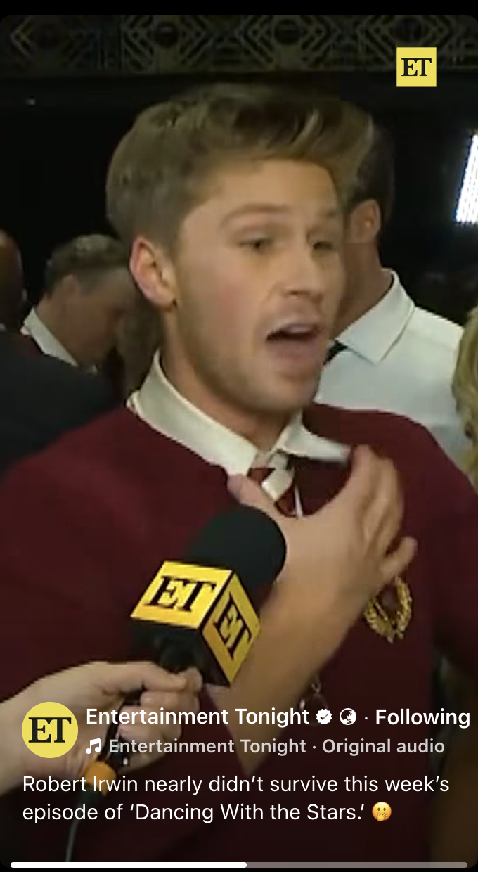 Robert Irwin demonstrates his terrifying experience on-camera, dated November 5, 2025 | Source: Facebook/EntertainmentTonight