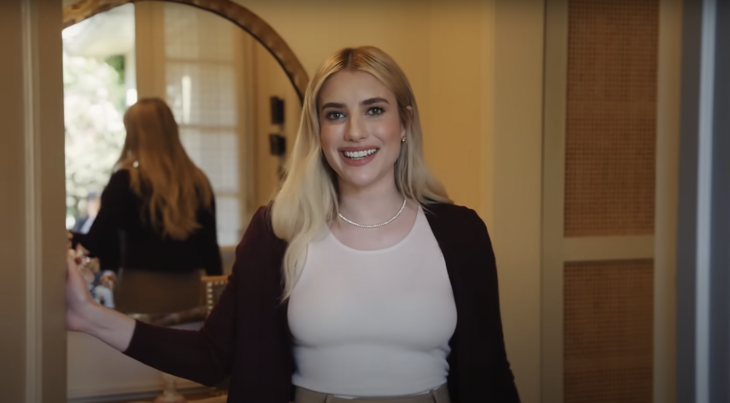 Emma Roberts during her house tour with Architectural Digest, dated April 2024 | Source: YouTube/Architectural Digest