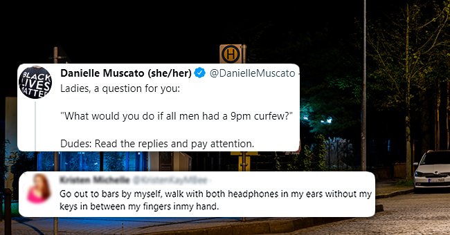A response to a viral tweet about what women would do differently if men had a 9pm curfew | Photo: Shutterstock & Twitter/DanielleMuscato