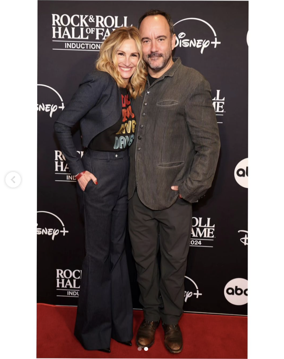 Julia Roberts and Dave Matthews at the 2024 Rock & Roll Hall of Fame Induction Ceremony, posted on October 20, 2024 | Source: Instagram.com/wolkmorais